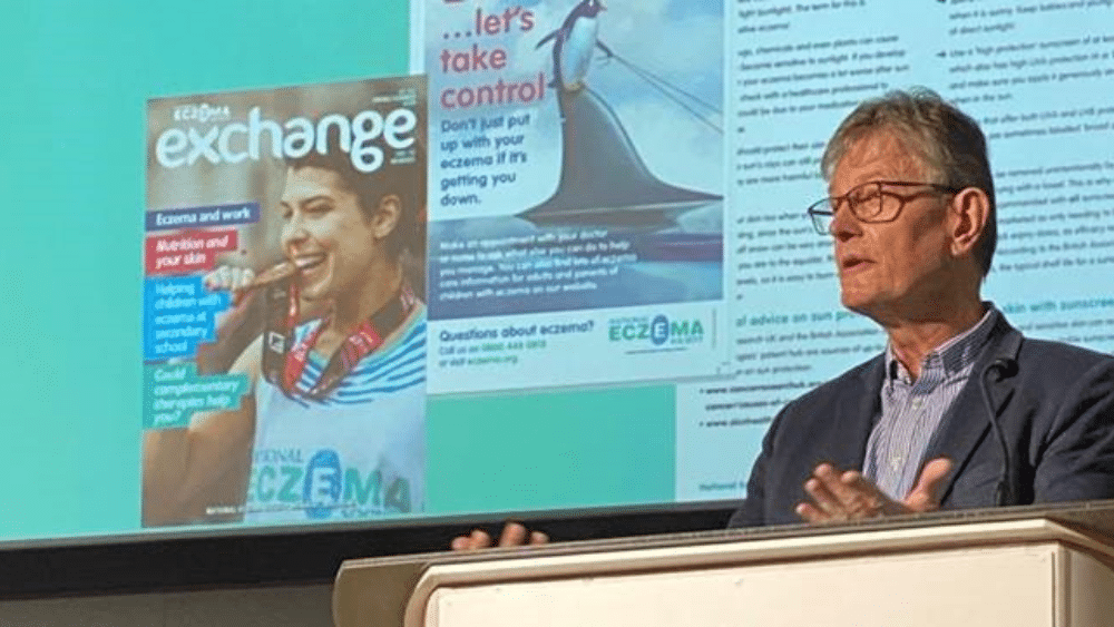 National Eczema Society, Chief Executive, Andrew Proctor presenting about National Eczema Society